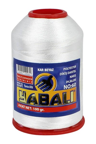 Yabalı YABALI Polyester Nakış Dantel İpliği No:60 100 Gr KAR BEYAZ