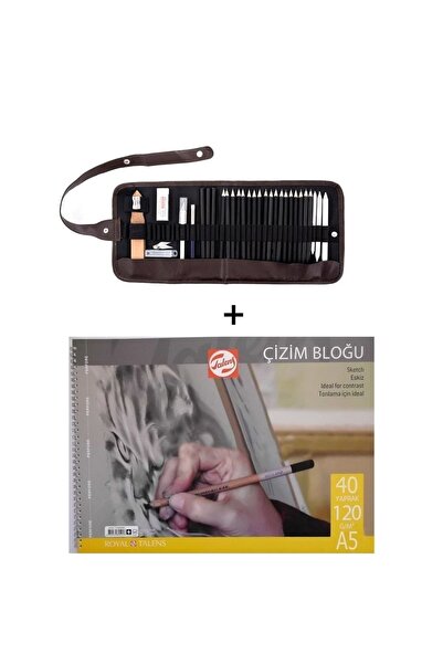 Bigpoint 25 Piece Sketch Graduated Pen Set And Roller Pen Holder And A5 Noteb...