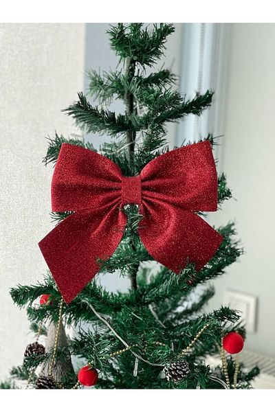 Masalsı Concept 25 Cm Glitter Luxury Christmas Eva Pine Tree Bow