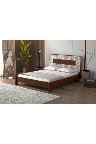 YAPSA HOME MOBİLYA Yap-sa Home Ahşap Detaylı Seramik Başlık Karyola