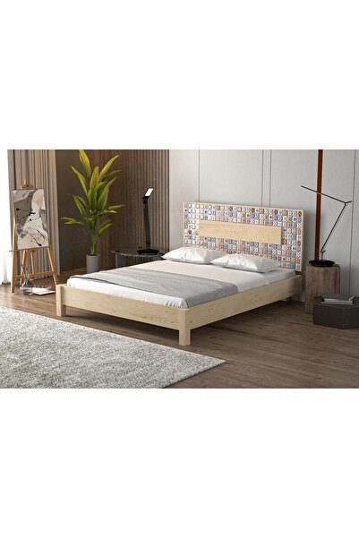 YAPSA HOME MOBİLYA Yap-sa Home Ahşap Detaylı Seramik Başlık Karyola-ahşap Kar...