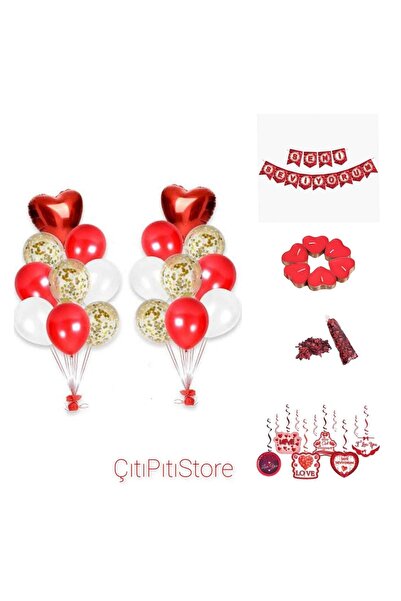 DÜVENCİ TİCARET Lüks Kalpli Balon Seti