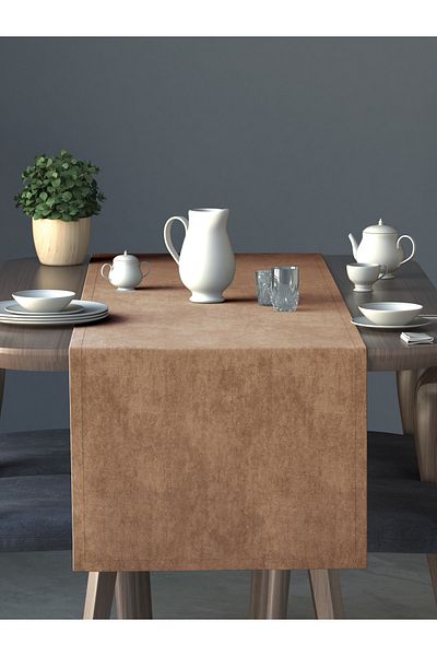 Perle Velvet Textured Brown Daily Series Runner 40 X 140