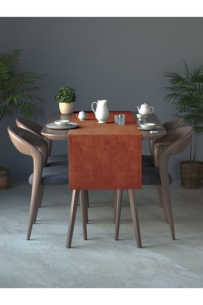 Perle Velvet Textured Cinnamon Color Daily Series Runner 40 X 140