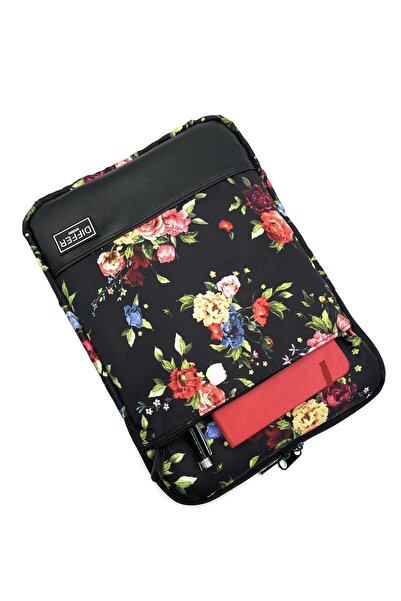 Differ Studio 14'' Inch Flower Patterned Black Laptop/macbook/notebook/briefcase/bag