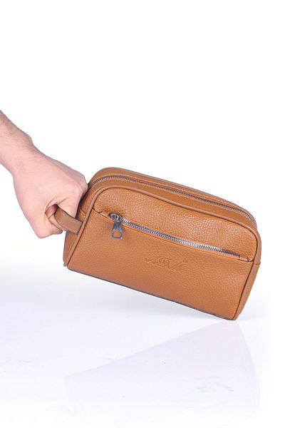 By Hakan Men's Shaving And Handbag Brown