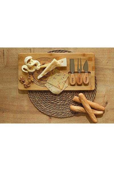 BLS طقم جبنة مستطيلة من الخيزران 38*19 سم