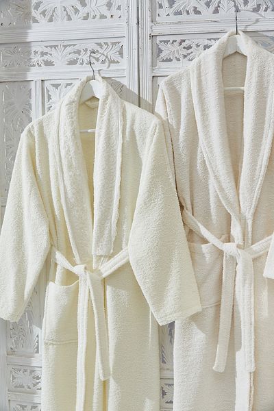 Bonny Home Σετ οικογενειακό μπουρνούζι 6 τεμαχίων Lacy Cream & Cream - Γυναικεία Ανδρική Πετσέτα Μπάνιου Προίκα