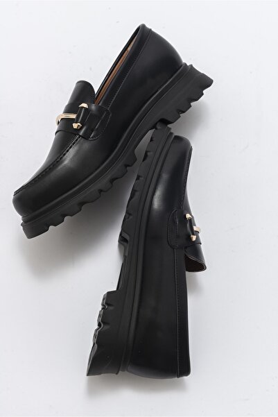 LuviShoes Dupla fekete bőrű női oxfordi cipő