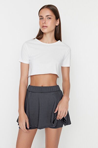 Trendyol Collection Antracitové 2vrstvé tenisové pletené sportovní šortky Sukně s šortkami uvnitř TWOSS22SR00067