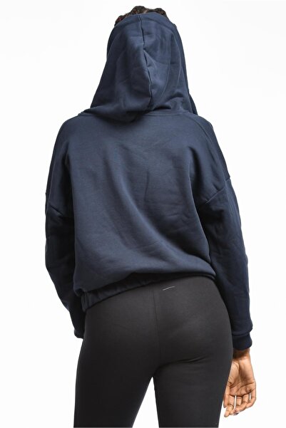 Cotton Candy Women's Jacket with Elastic Waist and Zipper - Navy Blue