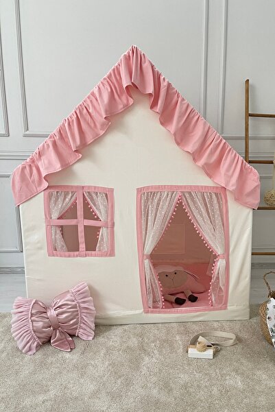 Miniden Çocuk Oyun Evi Toz Pembe Renkli Oyun Çadırı Oyun Alanı