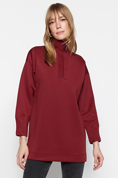 Trendyol Modest Sweatshirt - Bordeaux - Oversize