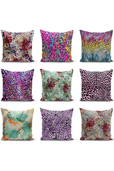 Realhomes غطاء وسادة محبوك بنمط الفهد الملون على الوجهين مطبوع رقميًا من راشي...