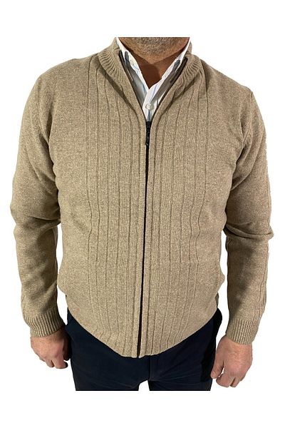 DCN Fire Lamb Wool Zippered Cardigan-6521