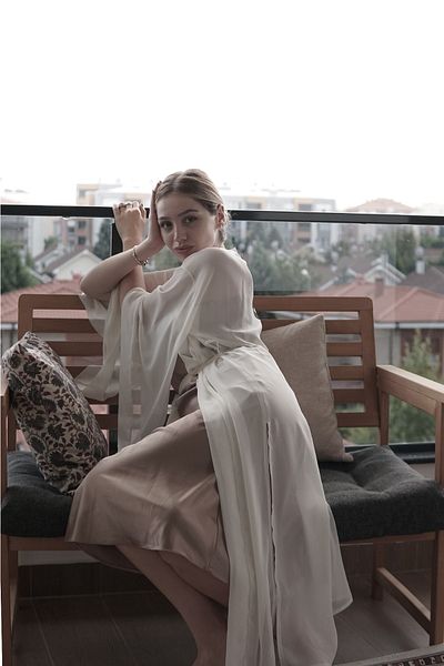 Mita Concept Ecru Chiffon Bat Sleeve Kimono