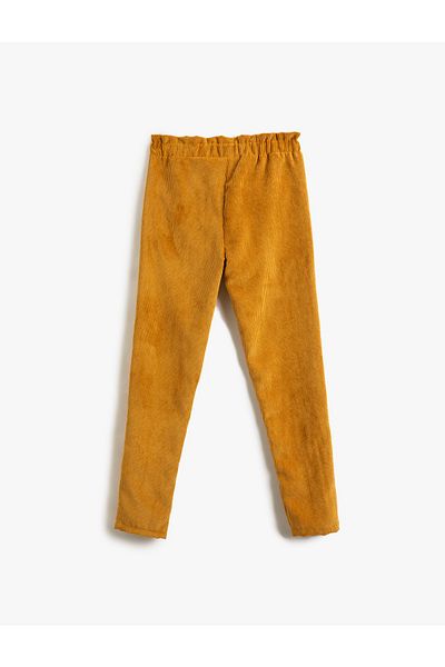 Koton Cordhose mit hoher Taille, Knopf und detaillierter Tasche