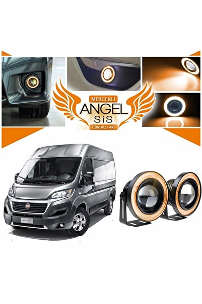 STS Oto Aksesuar Fiat Ducato Uyumlu, Universal Mercekli Led Angel Sis Farı, 76mm Turuncu Renk