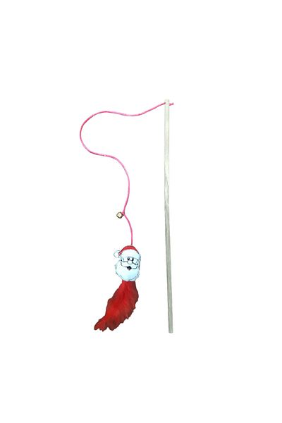 Be Cat Santa Claus, Plush Toy Santa Claus Figured Cat Fishing Rod with Bells