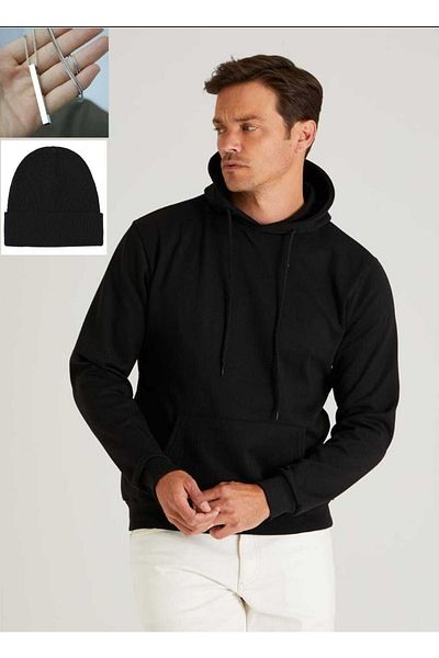 MANCY Hooded Sweatshirt - Necklace and Beret Set 3 Pieces