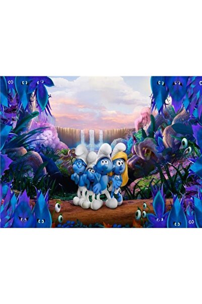 EkoDekor 3 Boyutlu Duvar Kagitlari Şirinler Çocuk Odası Duvar Kağıdı Kanvas T...