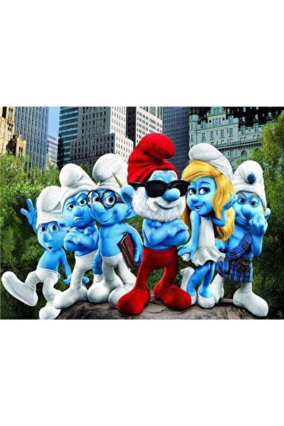 EkoDekor 3 Boyutlu Duvar Kagitlari Şirinler Çocuk Odası Duvar Kağıdı Kanvas Tek Parca