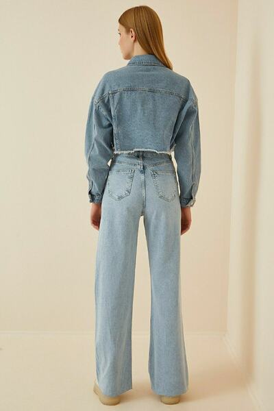 LİMABEL Zeogma Відкритий блакитний снігомийний сарафан Palazzo Wideleg Jean Power Likra Жіночий високий пояс