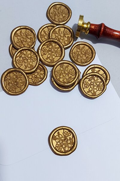 Pigeons Paper 100 شمع ختم منقوشة ذاتية اللصق من ماجنوليا - أصفر ذهبي - ختم شم...