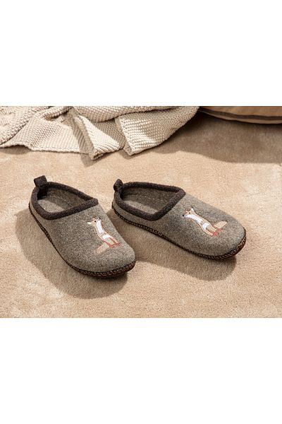 English Home Fox Felt Women's House Slippers 38 Brown