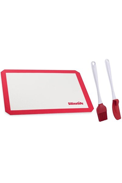 Silicolife Onikiden Yanmaz Yapışmaz Pişirme Matı Ve Silikon Spatula Fırça Seti
