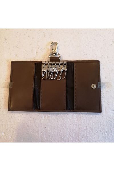Bond Genuine Leather Unisex Mink Antique - Single Snap, Three Hidden Eyes, 6 Silver Metal Hook Belt Strap Keychain
