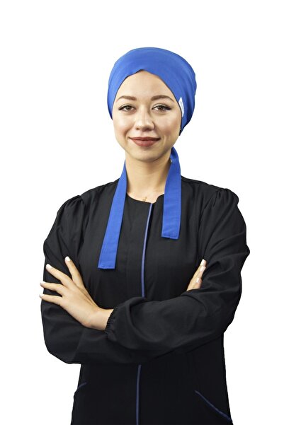 Nur Ortopedi Saks Mavisi Renk Tesettür Hemşire Bonesi Doktor Hekim Cerrahi Bone