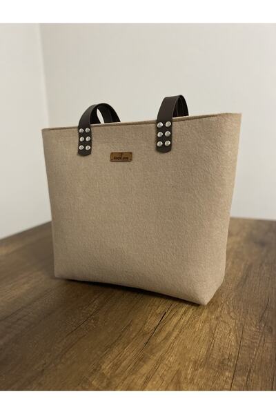 Keçelove Felt Bag, Beige Color Felt Bag, Shoulder Bag