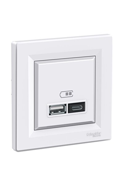 Schneider Electric Schneider Asfora Beyaz Usb Şarj Prizi 2.4a Type A+c Çerçeveli - Eph2700321