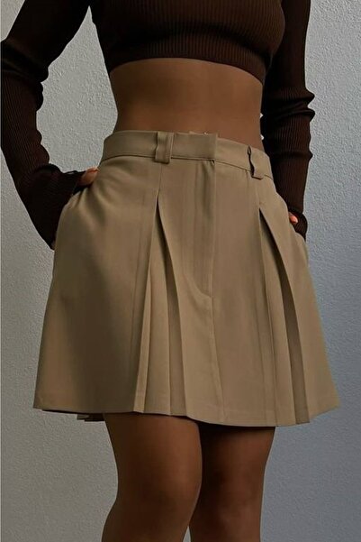 lovebox Beige Mini Skirt - Women'S, Low Waist, 2531