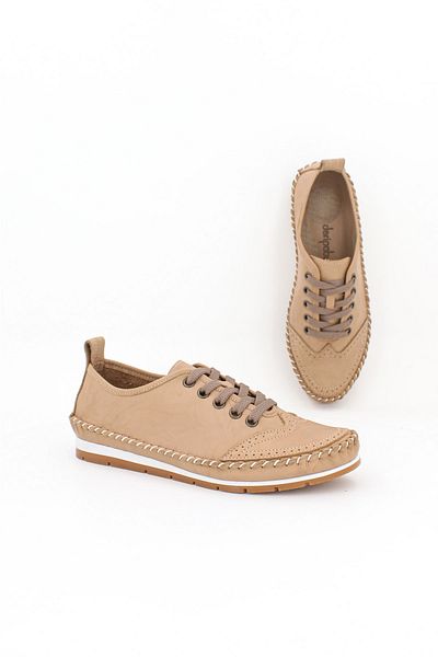 Deripabuc Genuine Leather Beige Women's Leather Casual Shoes Dp16-0062