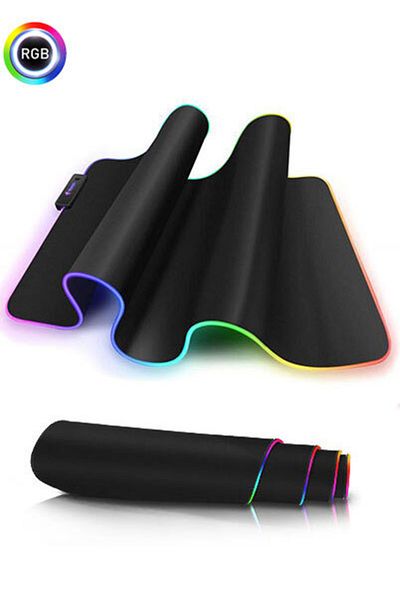 Unico لوحة ماوس ألعاب بإضاءة LED RGB غير مطبوعة بلون أسود عادي مقاس 78 × 30 سم Mp-0778
