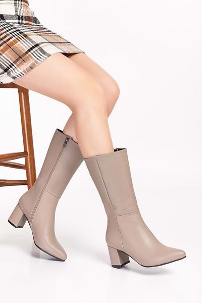 Gondol Γνήσιο δέρμα με τακούνι Half Boots Şhn.859 - Mink - 36
