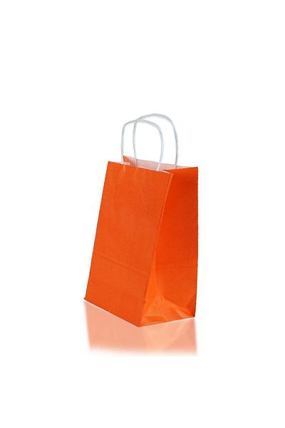 AKOLİFE Marteniçka Detailed Orange Color Kraft Twist Handle Gift Bag / Bag 5 Pieces