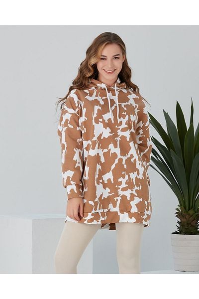 NARKISS Hanorac maro oversize cu glugă cu model Milka