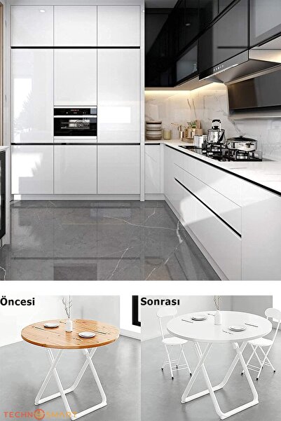 TechnoSmart Simli Kendinden Yapışkanlı Parlak Duvar Kağıdı Mutfak Banyo Dolap Kaplama