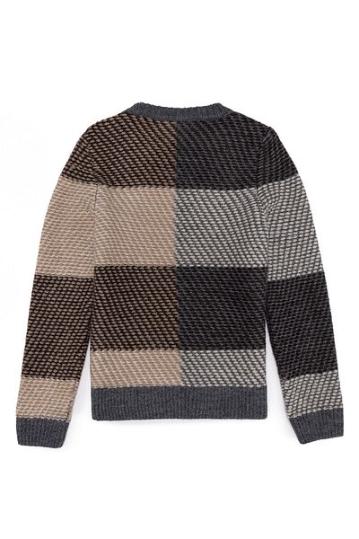 U.S. Polo Assn. Crew Neck Patterned Gray Melange Boy's Sweater Olaha-Kids