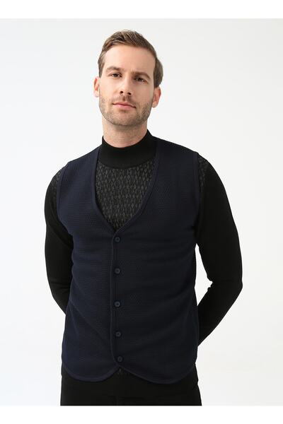 SÜVARİ V Yaka Kapitone Lacivert Erkek Kazak Tr2013700297