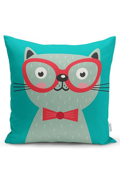Realhomes Double Sided Colorful Cat Digital Printed Modern Raschel Knitted Pillow Throw Pillow Cover