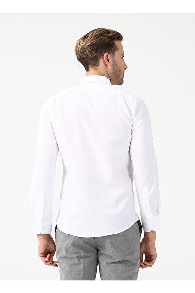 SÜVARİ Cămașă clasică pentru bărbați cu guler Dobby alb Gm 2024700364