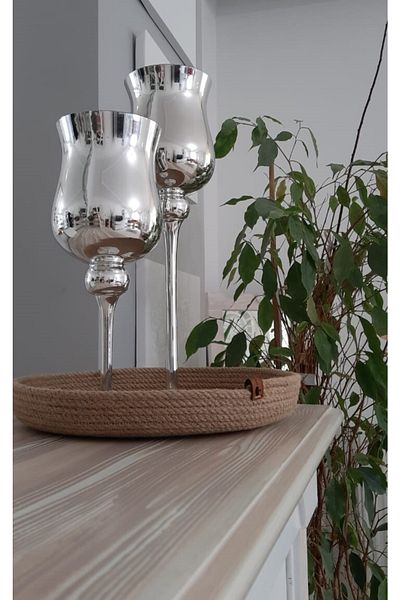 epncollection Epncollection Ψάθινο Διακοσμητικό Δίσκος Παρουσίασης Πλεξού 30*6 εκ