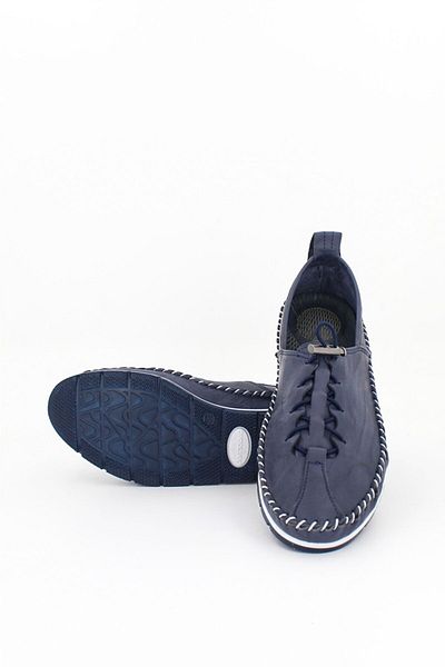 Deripabuc Genuine Leather Navy Blue Women's Leather Ballerinas Dp16-0052