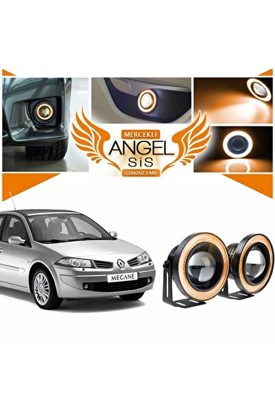 STS Oto Aksesuar Renault Megane 2 Uyumlu, Universal Mercekli Led Angel Sis Farı, 76mm Turuncu Renk
