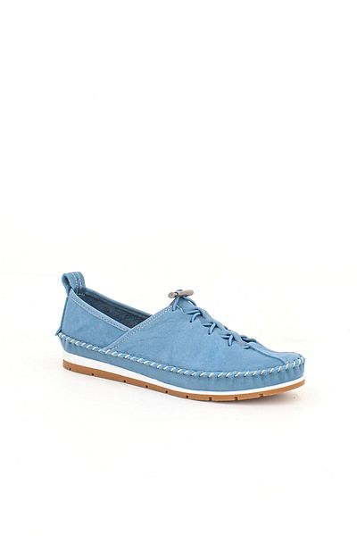 Deripabuc Blue Genuine Leather Women's Ballerinas - Dp16-0052