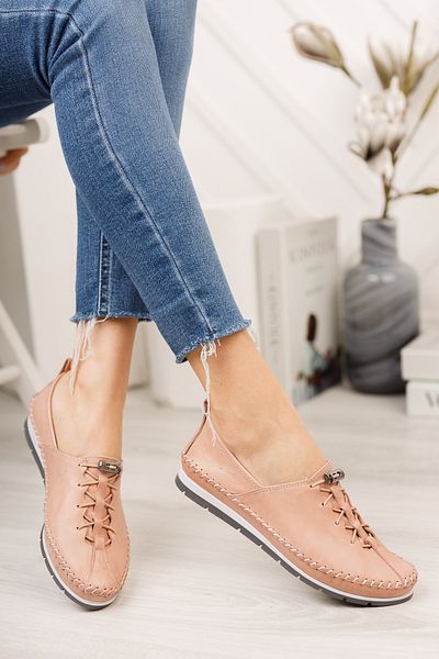 Deripabuc Genuine Leather Powder Women's Leather Ballerinas Dp16-0052